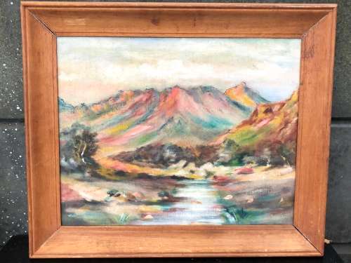 WOW !!! STUNNING FRAMED OLD OIL ON CANVAS MOUNTED TO BOARD - UNKNOWN ARTIST