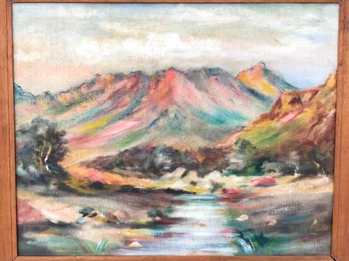 WOW !!! STUNNING FRAMED OLD OIL ON CANVAS MOUNTED TO BOARD - UNKNOWN ARTIST