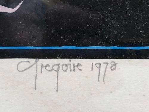 WOW !!! GREGOIRE BOONZAAIER WATERCOLORED LINOCUT DATED 1978 AND AUTHENTICATED ON THE BACK