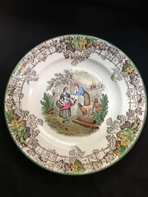 Beautiful Rare c1940s Copeland Spode England "Spodes Byron" Large Plate Brown & Green  25cm