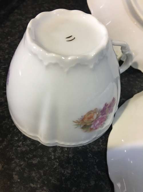 Absolutely Beautiful Antique Fine Raised Porcelain Petite Victorian Style Rose Bouquet Tea Trio