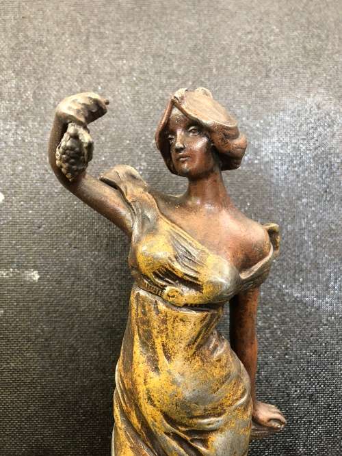 STUNNING ANTIQUE AFTER MOREAU BRONZED SPELTER FIGURINE SIGNED A. CADET TITLED "AUTOMNE" c1900's