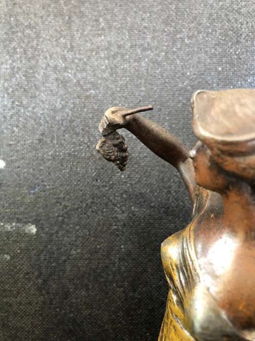 STUNNING ANTIQUE AFTER MOREAU BRONZED SPELTER FIGURINE SIGNED A. CADET TITLED "AUTOMNE" c1900's