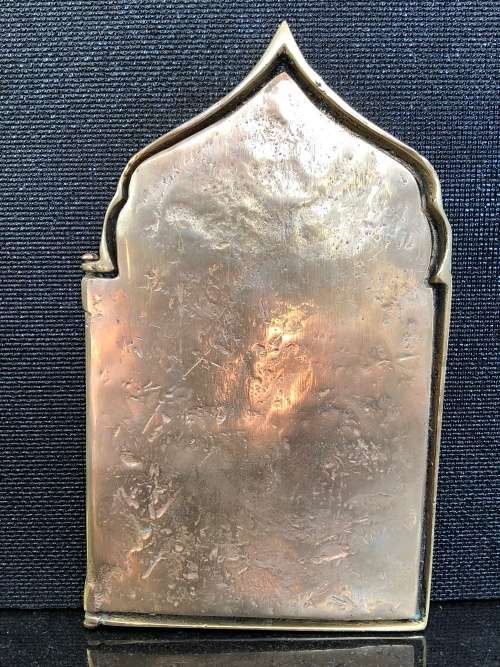 HIGH VALUE ANTIQUE RUSSIAN ORTHODOX DIPTYCH BRASS TRAVEL ICON 2 PANELS FOLDING ICONOSTAS