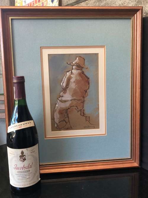 INVESTMENT ART~ HENNIE NIEMANN (1941 -) WAITING, MIXED MEDIA ON PAPER, SIGNED, TITLED AND DATED 1987