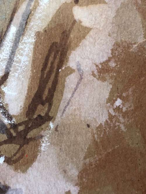 INVESTMENT ART~ HENNIE NIEMANN (1941 -) WAITING, MIXED MEDIA ON PAPER, SIGNED, TITLED AND DATED 1987