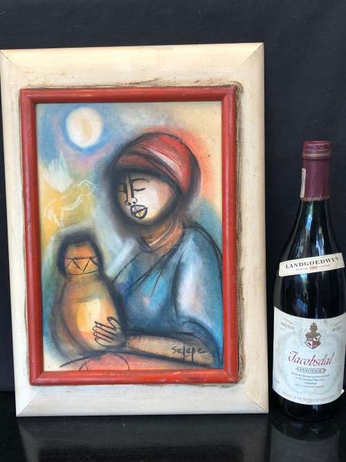 INVESTMENT ART~ DANIEL SELEPE (1946-) - MIXED MEDIA SIGNED AND FRAMED
