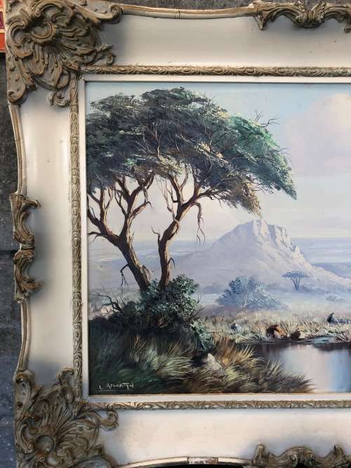 INVESTMENT ART~ LES ALBERTYN - SOUTH AFRICAN ARTIST(1931-2011) FRAMED OIL ON BOARD LANDSCAPE