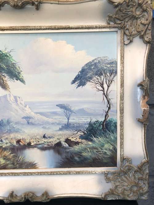 INVESTMENT ART~ LES ALBERTYN - SOUTH AFRICAN ARTIST(1931-2011) FRAMED OIL ON BOARD LANDSCAPE