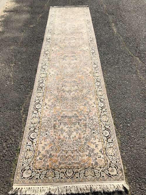 FANTASTIC INVESTMENT -  SILK ON WOOL HAND KNOTTED NAIN PERSIAN CARPET - RUNNER 3730 X 915mm
