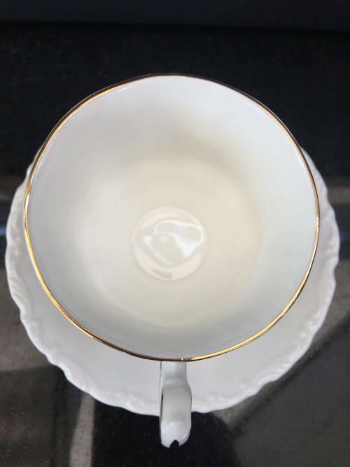 Absolutely Beautiful c1966 Royal Albert Bone China Paragon CHARM White and Gold Gilt Duo