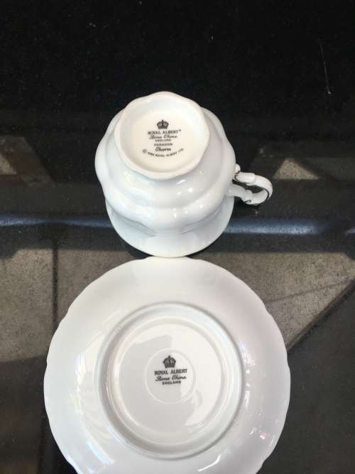 Absolutely Beautiful c1966 Royal Albert Bone China Paragon CHARM White and Gold Gilt Duo