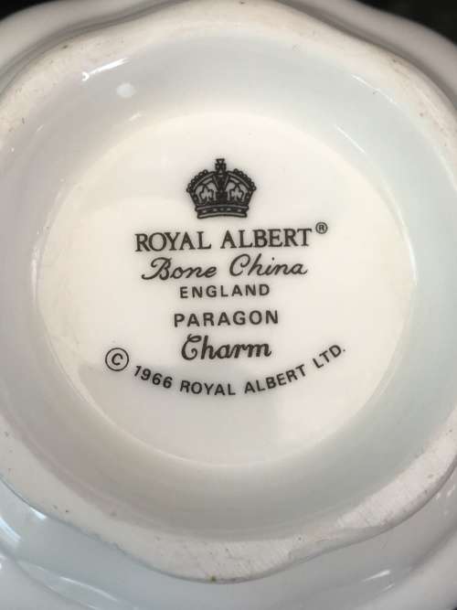 Absolutely Beautiful c1966 Royal Albert Bone China Paragon CHARM White and Gold Gilt Duo