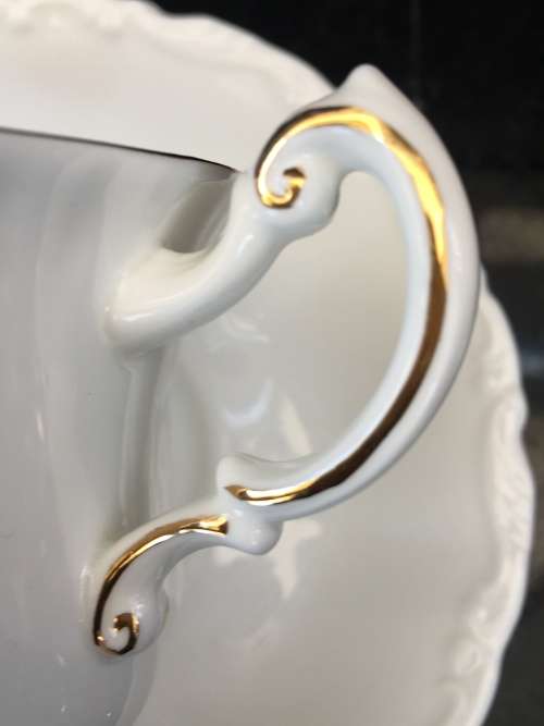 Absolutely Beautiful c1966 Royal Albert Bone China Paragon CHARM White and Gold Gilt Duo
