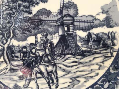 Beautiful Vintage Delft Holland Special Limited  Collection Edition Windmill. 27 cm Display Plate.