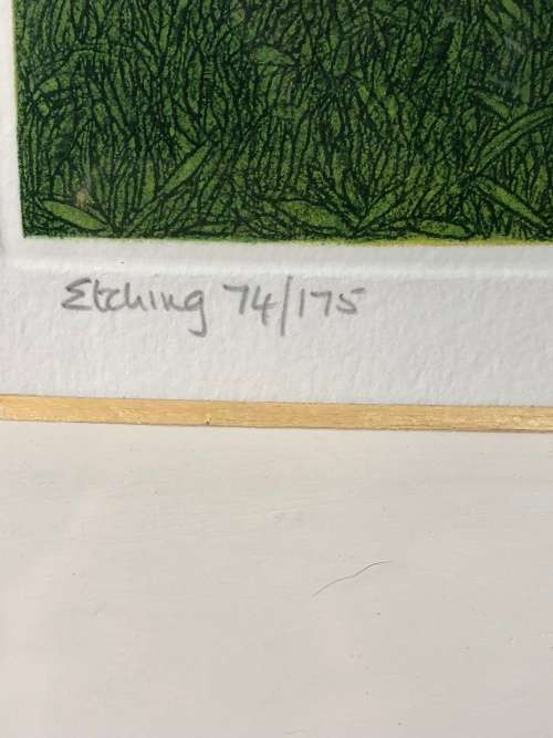WOW !!! GILLIAN LAWSON FAMOUS BRITISH ARTIST - FRAMED ORIGINAL ETCHING NUMBERED AND SIGNED