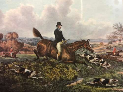 WOW !!! STUNNING FRAMED HUNTING PRINT OF A JOHN HARRIS (1767-1832) COLOUR STEEL ENGRAVING