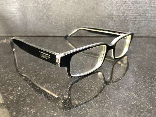 Genuine Gucci 135 GG1180 MH9 Black and Clear Glasses With a Vintage Leather Gucci Glasses Case
