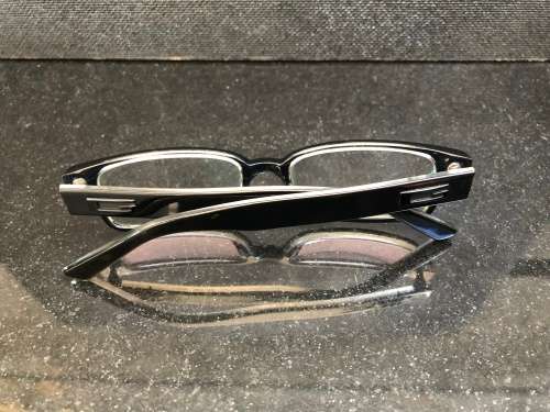 Genuine Gucci 135 GG1180 MH9 Black and Clear Glasses With a Vintage Leather Gucci Glasses Case