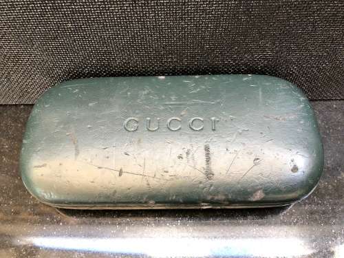 Genuine Gucci 135 GG1180 MH9 Black and Clear Glasses With a Vintage Leather Gucci Glasses Case