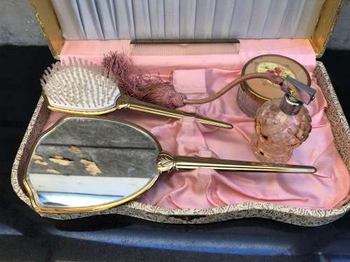 WOW !!! STUNNING VINTAGE BOXED DRESSING TABLE VANITY SET circa 1960's