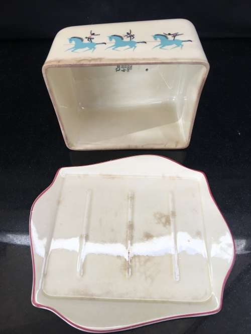 Beautiful c1940s Circus by Beswick England Porcelain Cheese/Butter Dish.