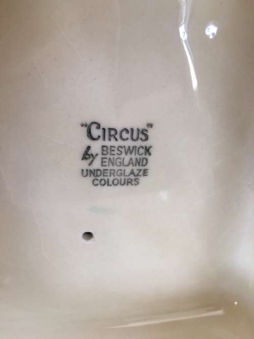 Beautiful c1940s Circus by Beswick England Porcelain Cheese/Butter Dish.