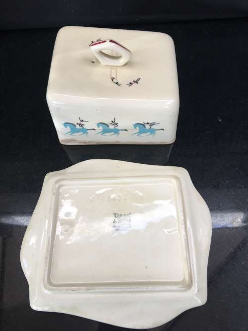 Beautiful c1940s Circus by Beswick England Porcelain Cheese/Butter Dish.