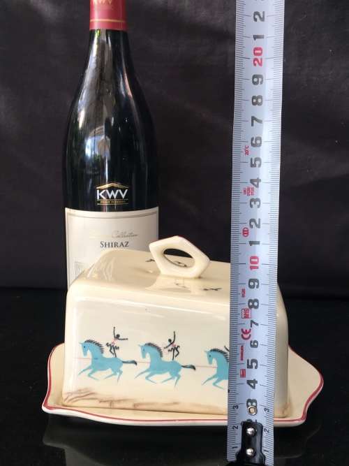 Beautiful c1940s Circus by Beswick England Porcelain Cheese/Butter Dish.