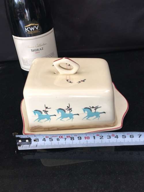 Beautiful c1940s Circus by Beswick England Porcelain Cheese/Butter Dish.