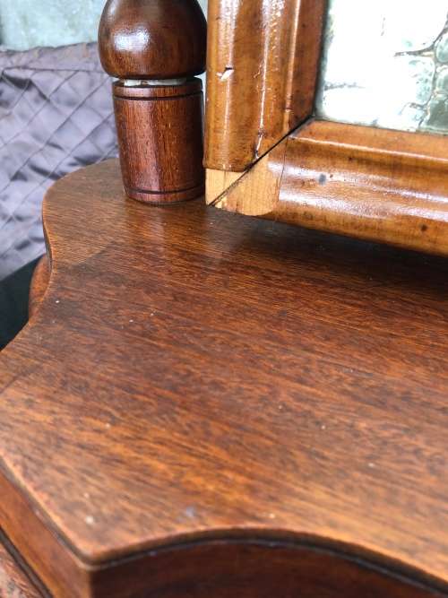 WOW !!! LATE 1800's VICTORIAN MAHOGANY SWIVEL SHAVING MIRROR WITH BARLEY TWIST SUPPORTS