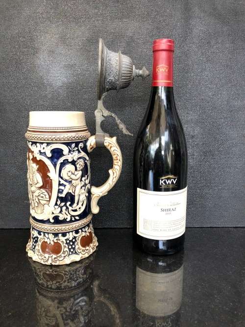 WOW !!! FANTASTIC GERMAN BEER STEIN WITH A PEWTER LID - HEAVY BOY - NO MUSIC BOX