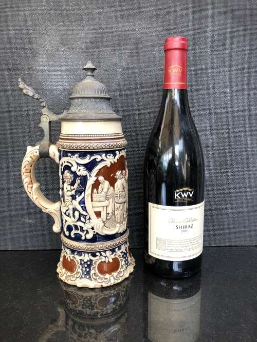 WOW !!! FANTASTIC GERMAN BEER STEIN WITH A PEWTER LID - HEAVY BOY - NO MUSIC BOX