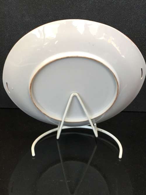 Beautiful Antique Japanese Kutani Porcelain Ware Geisha/Mount Fuji/Temple Cake Plate with handles