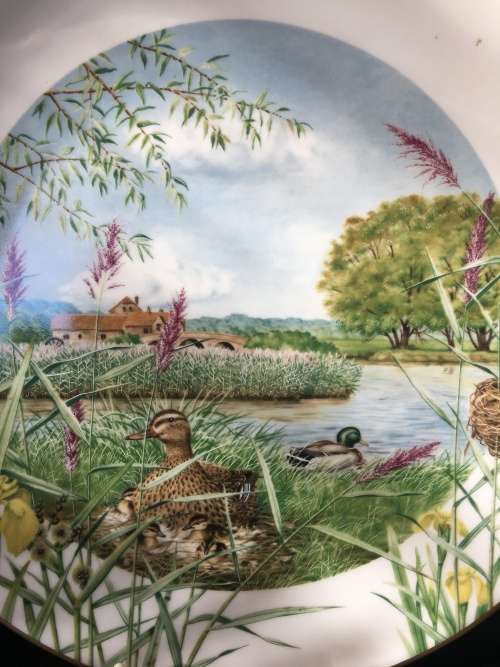WOW!! c1979. Plate Hand Painted by Peter Barret "July Beside The River" made by Royal Worcester