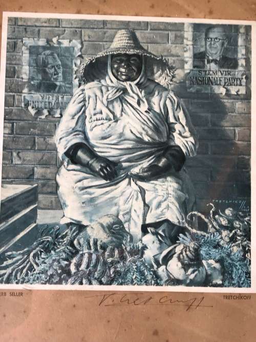 INVESTMENT ART !!! RARE TRETCHIKOFF LITHOGRAPH "HERB SELLER" SIGNED IN PENCIL BY THE ARTIST