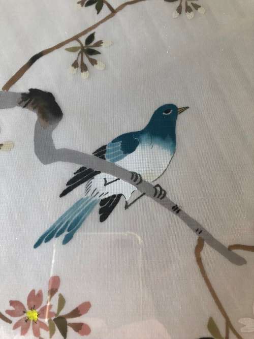 WOW !!! STUNNING CHINESE PAINTING ON SILK FRAMED WITH CALLIGRAPHY