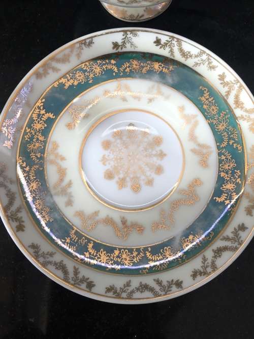 Absolutely Beautiful Antique Victorian Gruss von Drachenfels Footed Demitasse Cup & Saucer