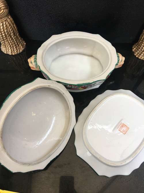 Collectible  " Ya Wan Zhen Cang "  Guangzhou (Canton) enamels-fencai 3 Piece Dish Large