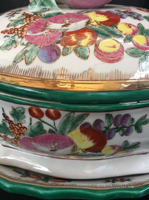 Collectible  " Ya Wan Zhen Cang "  Guangzhou (Canton) enamels-fencai 3 Piece Dish Large