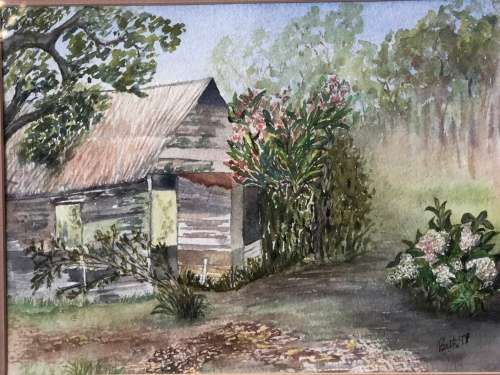 WOW !!! WHAT A BEAUTY - FRAMED WATERCOLOR - "THE OLD SHED" BY TALENTED ARTIST BETH CHAPLIN