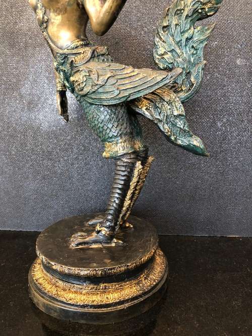 WOW !!! FANTASTIC LARGE ANTIQUE HINDU KINNARI GODDESS SOLID CAST BRONZE STATUE