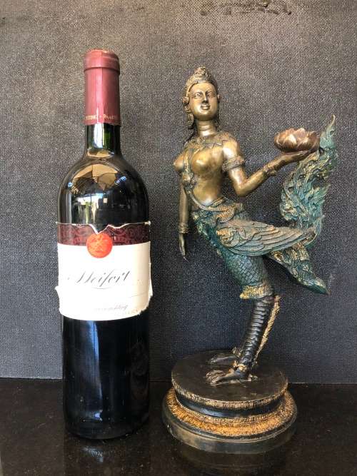 WOW !!! FANTASTIC LARGE ANTIQUE HINDU KINNARI GODDESS SOLID CAST BRONZE STATUE