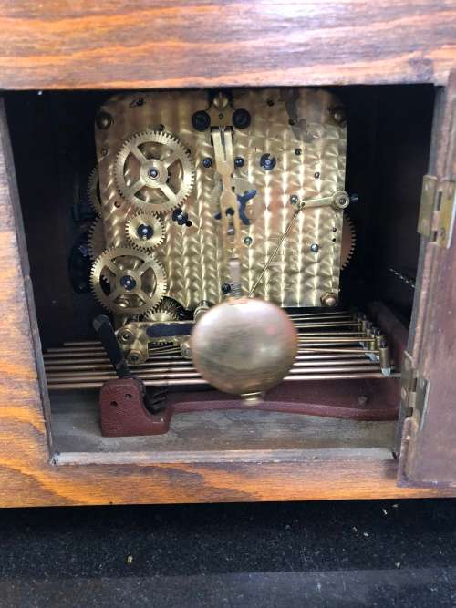 WOW !! STUNNING GERMAN JUBA TRIPLE CHIME MANTLE CLOCK WITH ORIGINAL KEY AND PENDULUM WORKING 100%