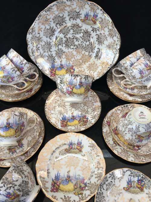 Ultra RARE Lot c1950s Queen Anne Bone China England by Ridgway Potteries PATT No 8158 24 Pieces