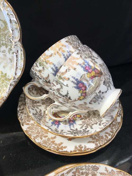 Ultra RARE Lot c1950s Queen Anne Bone China England by Ridgway Potteries PATT No 8158 24 Pieces