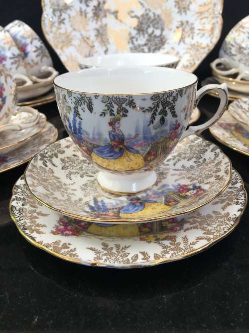 Ultra RARE Lot c1950s Queen Anne Bone China England by Ridgway Potteries PATT No 8158 24 Pieces