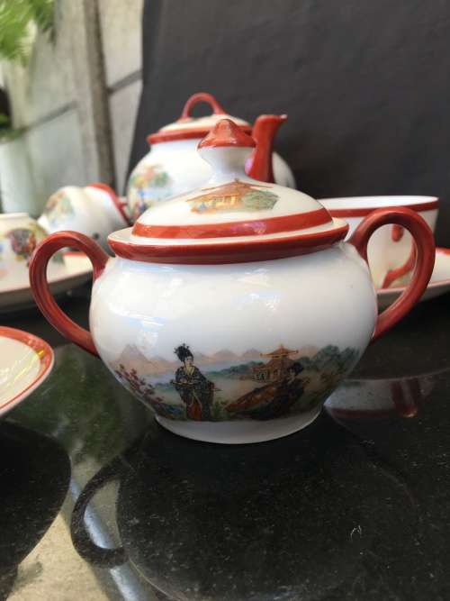 RARE EARLY 1900s TAKITO FINE CHINA TEA SET PORCELAIN GEISHA GIRLS 15 PC