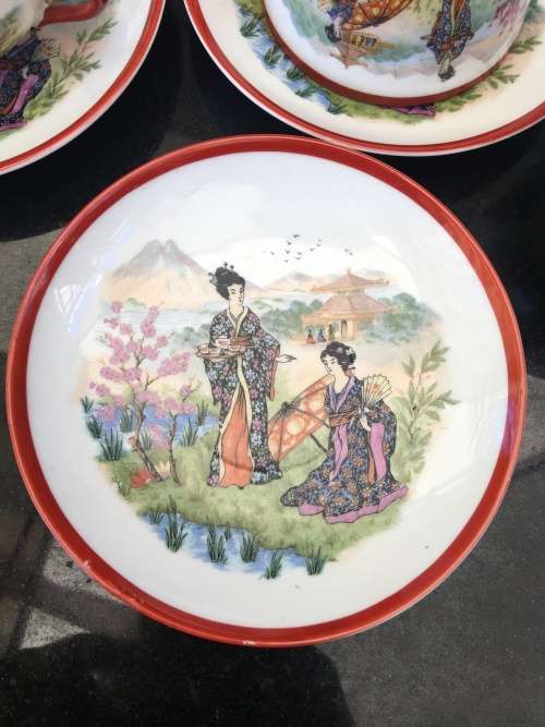 RARE EARLY 1900s TAKITO FINE CHINA TEA SET PORCELAIN GEISHA GIRLS 15 PC