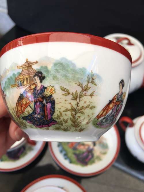 RARE EARLY 1900s TAKITO FINE CHINA TEA SET PORCELAIN GEISHA GIRLS 15 PC